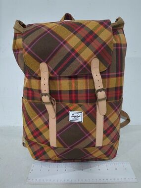 Herschel Heritage Plaid Backpack in Brown/Yellow
